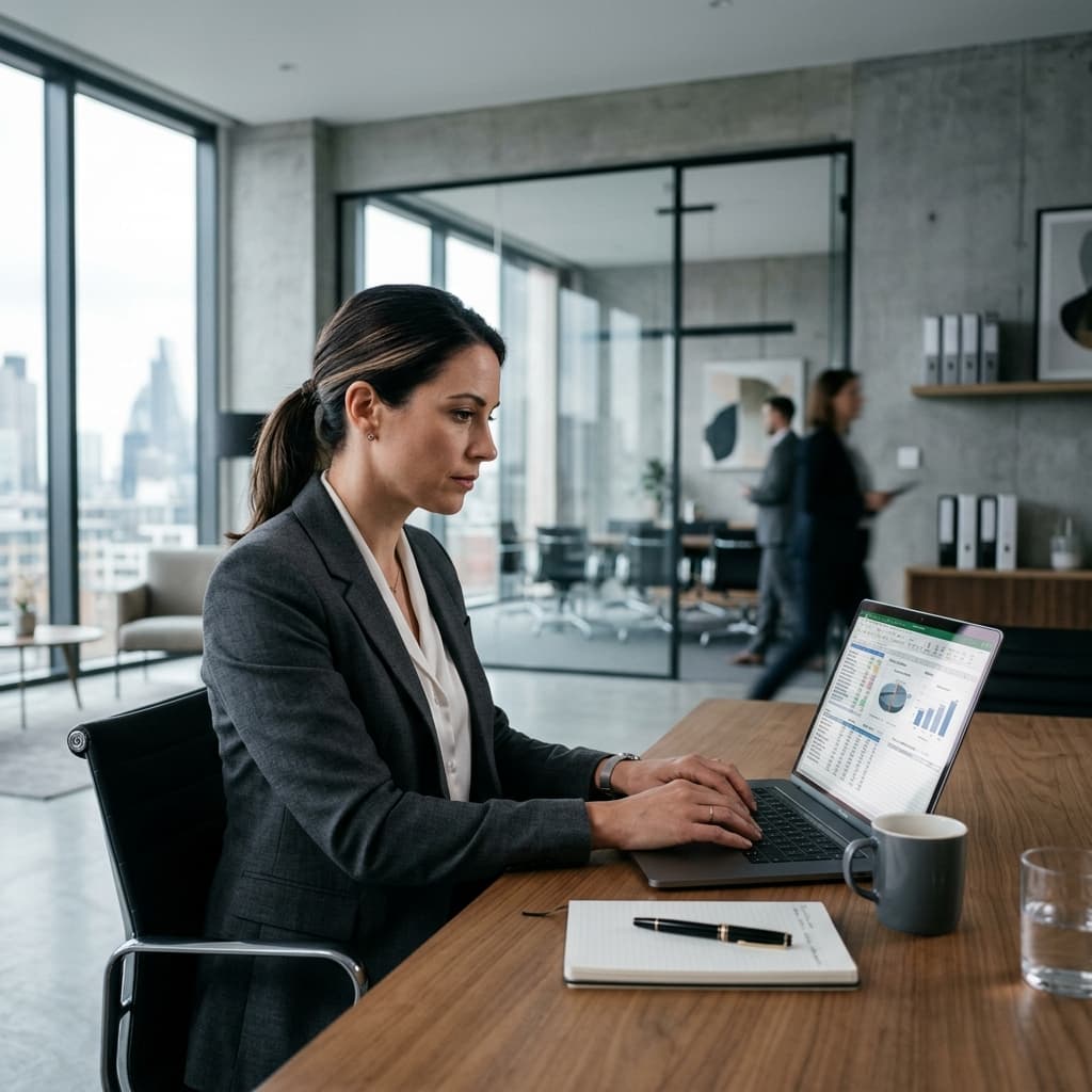 Focused executive managing customer success